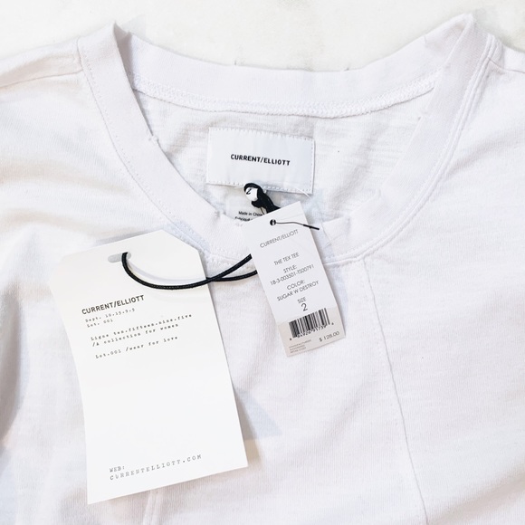 Current Elliott Distressed White Tee - Picture 5 of 7